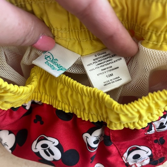 Disney Baby Red and Yellow Mickey Mouse Swim Shorts - Picture 3 of 3